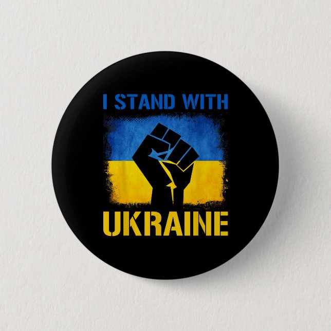 Stöd Ukraina Flagga Jag Står Med Ukraina  Knapp (Framsida)