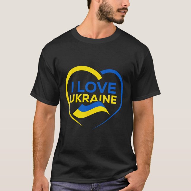 Stöd Ukraina Flagga Tröja Jag älskar Ukraina Hjärt (Framsida)