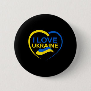 Stöd Ukraina Flagga Tröja Jag älskar Ukraina Hjärt Knapp