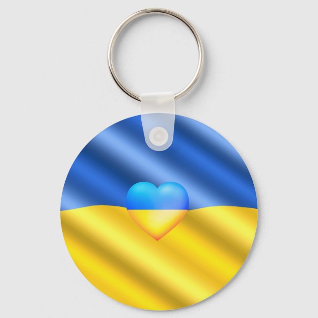 Stöd Ukraina - Frihet - fred - Ukraina-Flagga Nyckelring (Framsida)