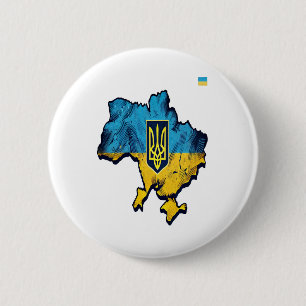 Stöd Ukraina - fritt Ukraina Karta med Flagga Tryz Knapp