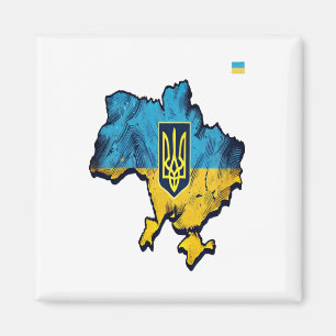 Stöd Ukraina - fritt Ukraina Karta med Flagga Tryz Magnet
