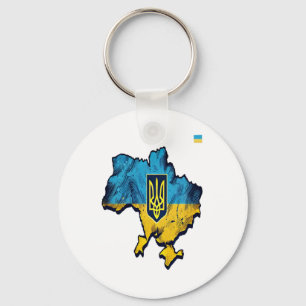 Stöd Ukraina - fritt Ukraina Karta med Flagga Tryz Nyckelring