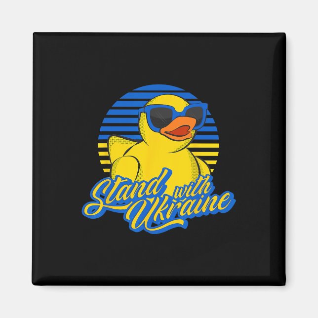 Stöd Ukraina Gummi Anka Ukrainsk Flagga Stativ W Magnet (Framsidan)
