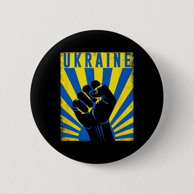 Stöd Ukraina Hand Fist Ukraina Motstånd Protest U Knapp (Framsida)