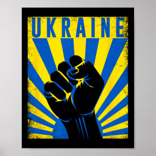 Stöd Ukraina Hand Fist Ukraina Motstånd Protest U Poster