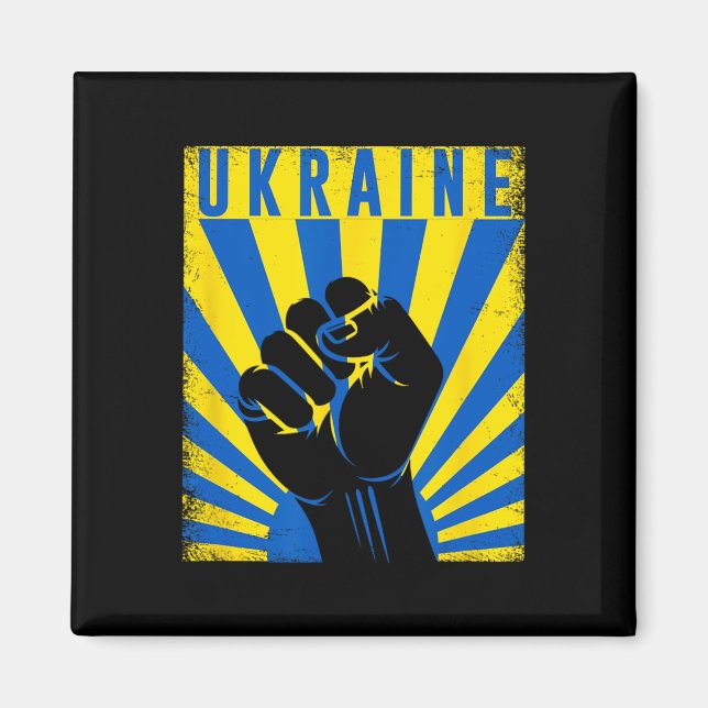 Stöd Ukraina Hand Knutnäve Ukraina Motstånd Protes Magnet (Framsidan)