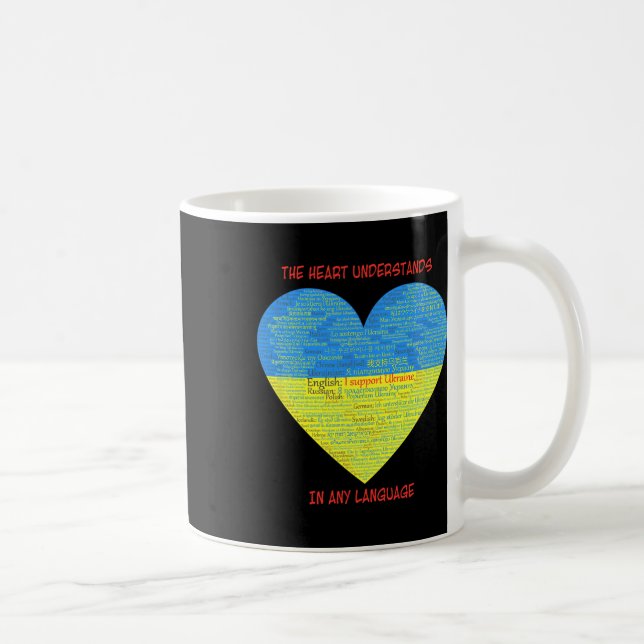 Stöd Ukraina Hjärta Förstår Språk  Kaffemugg (Höger)