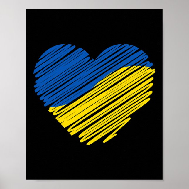 Stöd Ukraina Hjärtat Ukrainska flaggan  Poster (Framsidan)