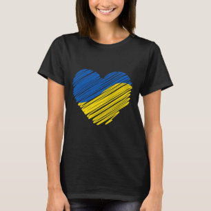 Stöd Ukraina Hjärtat Ukrainska Flaggan T Shirt