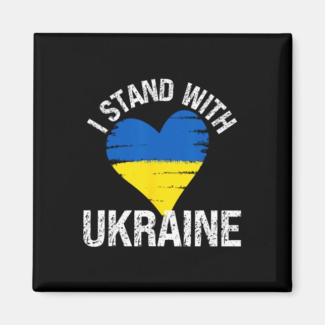Stöd Ukraina Hjärtflagga Stå Med Ukraina Soli Magnet (Framsidan)