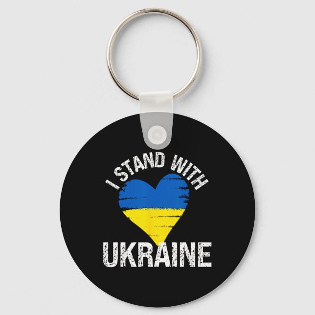 Stöd Ukraina Hjärtflagga Stå Med Ukraina Soli Nyckelring (Framsida)