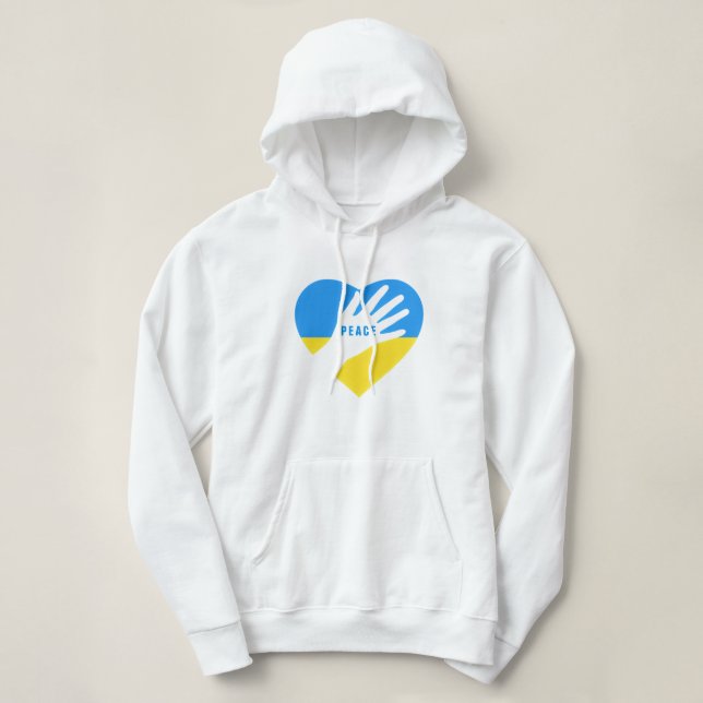 Stöd Ukraina Hoodie Peace Ukrainskt Flagga Heart T Shirt (Design framsida)