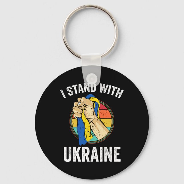 Stöd Ukraina Jag Står Med Ukraina Retro Ukraina Nyckelring (Framsida)