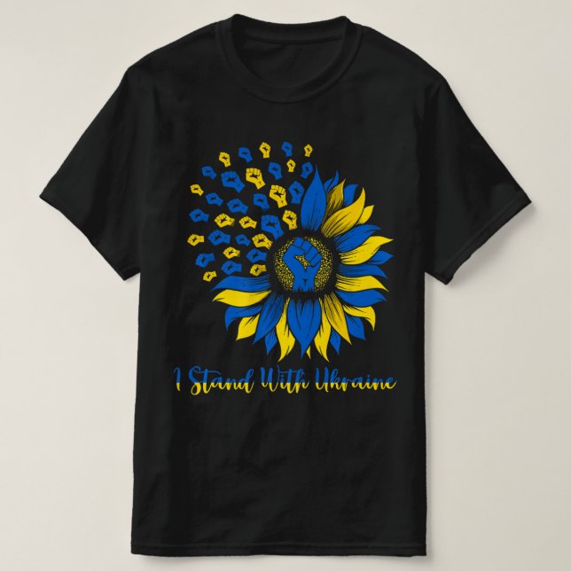 Stöd Ukraina jag står med Ukraina Solfl T Shirt (Design framsida)
