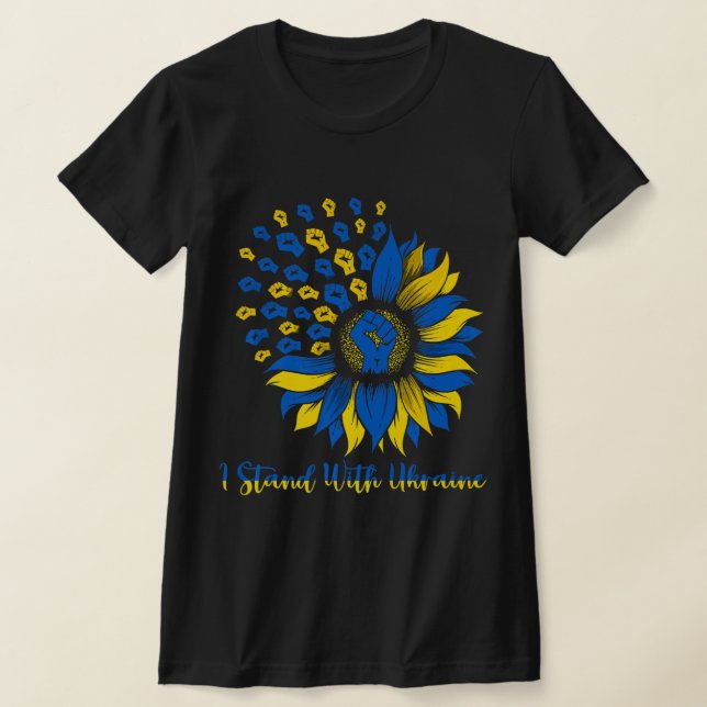 Stöd Ukraina jag står med Ukraina Solfl T Shirt (Laydown)