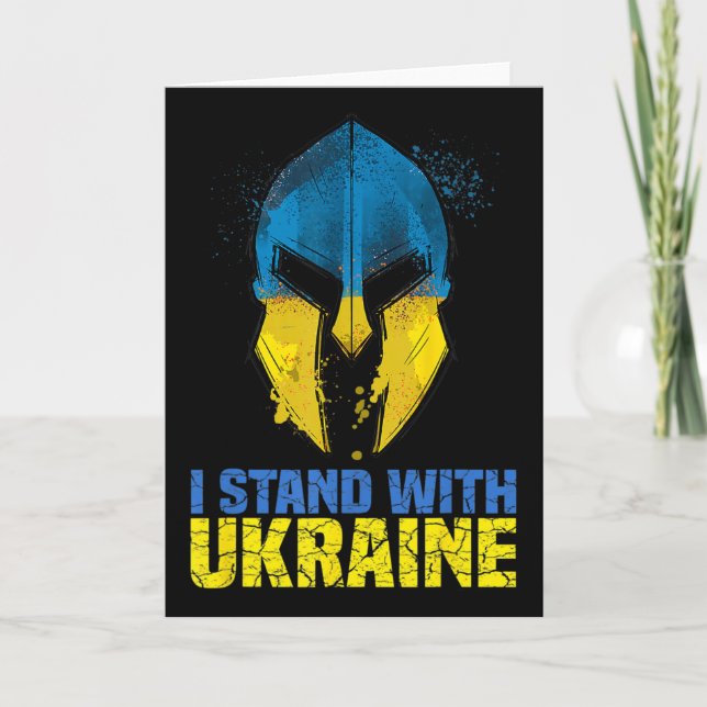 Stöd Ukraina Jag Står Med Ukraina Spartansk Krigar Kort (Framsida)