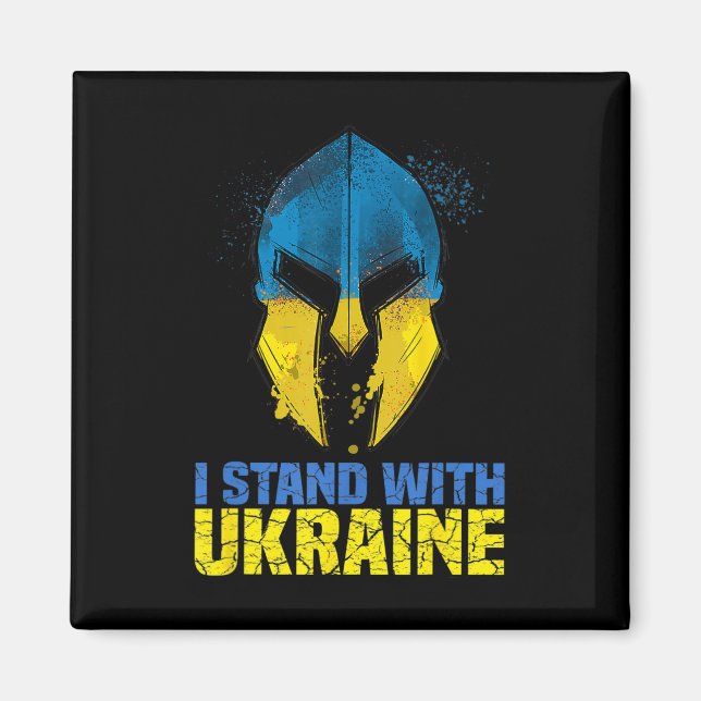 Stöd Ukraina Jag Står Med Ukraina Spartansk Krigar Magnet (Framsidan)