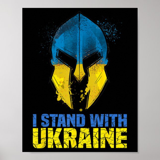 Stöd Ukraina Jag Står Med Ukraina Spartansk Krigar Poster (Framsidan)