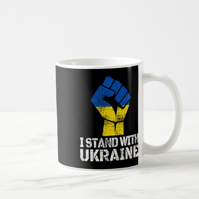 Stöd Ukraina Jag Står Med Ukraina Ukrainsk Flagga Kaffemugg (Höger)