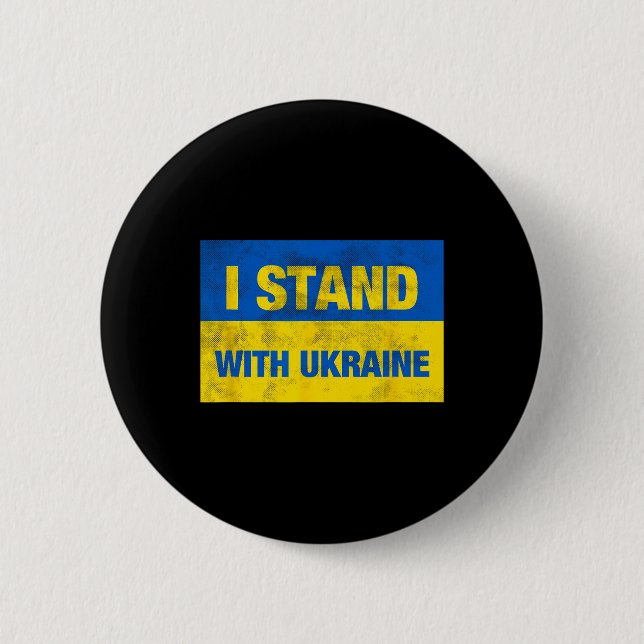 Stöd Ukraina Jag Står Med Ukraina Ukrainsk Flagga Knapp (Framsida)