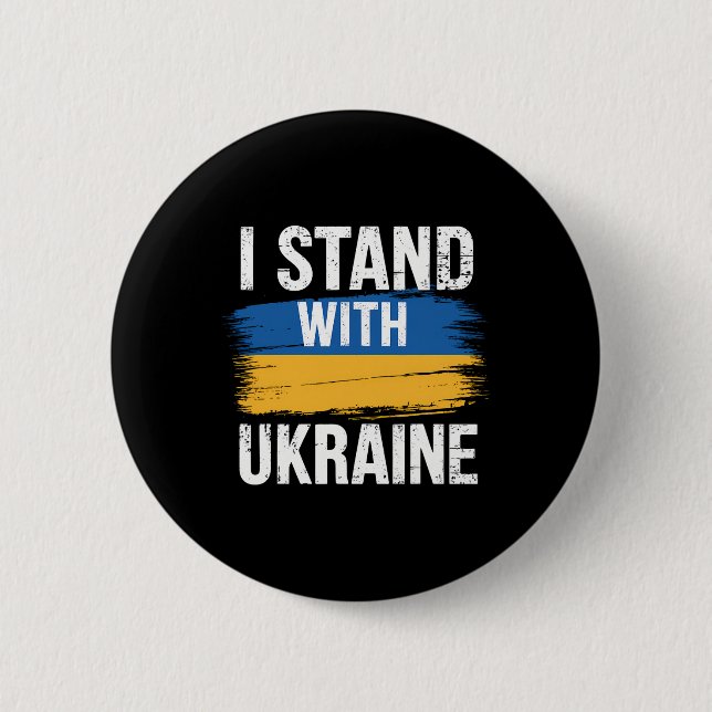 Stöd Ukraina Jag Står Med Ukraina Ukrainsk Flagga Knapp (Framsida)
