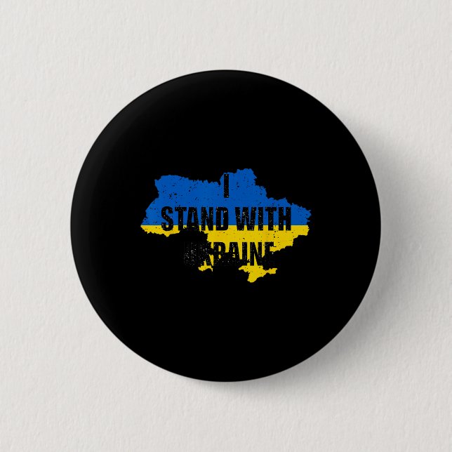 Stöd Ukraina Jag Står Med Ukraina Ukrainsk Flagga Knapp (Framsida)