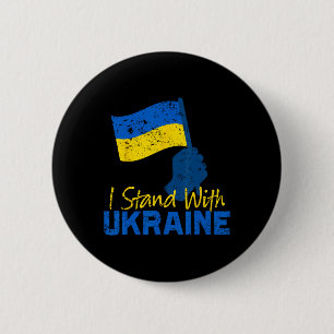 Stöd Ukraina Jag Står Med Ukraina Ukrainsk Flagga Knapp