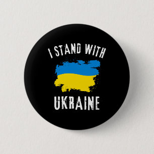 Stöd Ukraina Jag Står Med Ukraina Ukrainsk Flagga Knapp