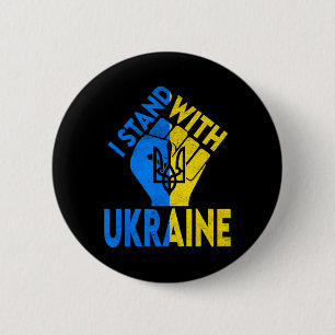 Stöd Ukraina Jag Står Med Ukraina Ukrainsk Flagga Knapp