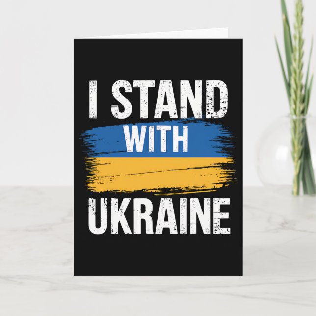 Stöd Ukraina Jag Står Med Ukraina Ukrainsk Flagga Kort (Framsida)