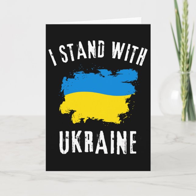Stöd Ukraina Jag Står Med Ukraina Ukrainsk Flagga Kort (Framsida)