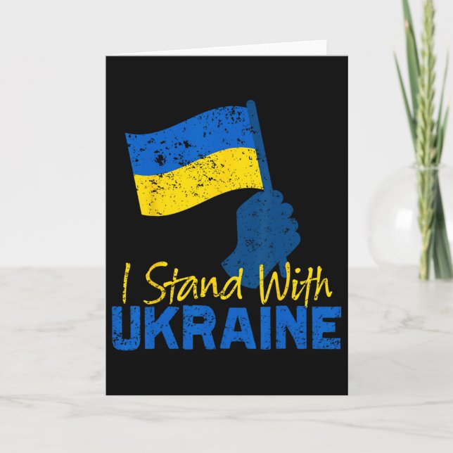 Stöd Ukraina Jag Står Med Ukraina Ukrainsk Flagga Kort (Framsida)