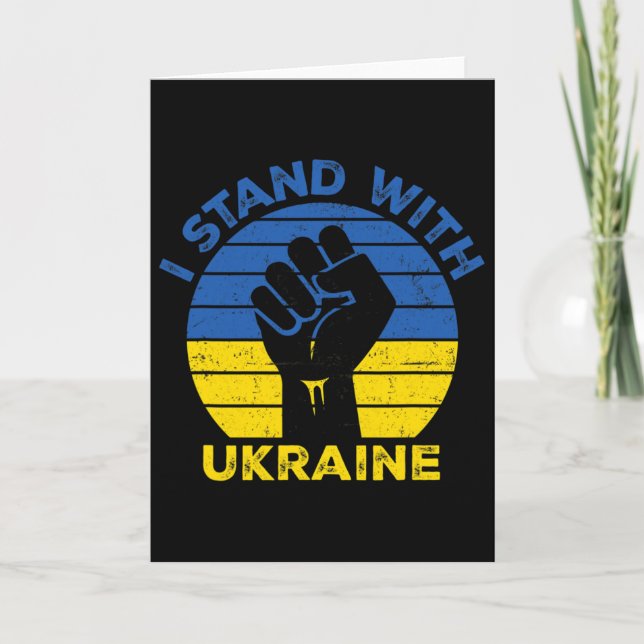 Stöd Ukraina Jag Står Med Ukraina Ukrainsk flagga Kort (Framsida)