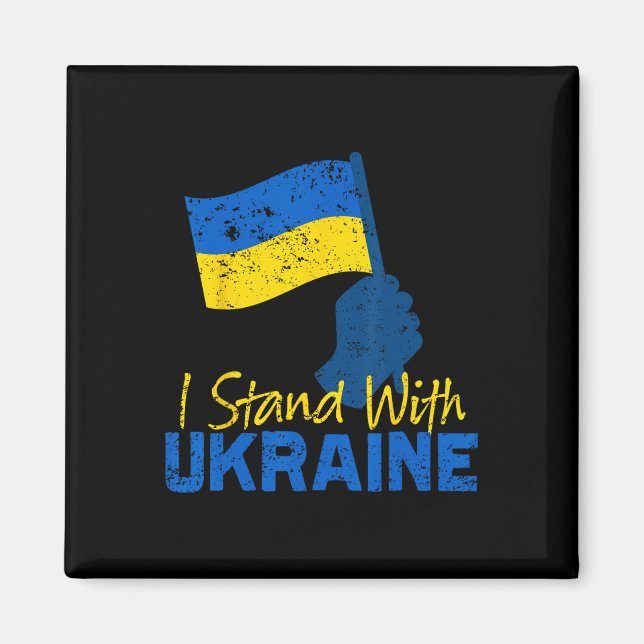 Stöd Ukraina Jag Står Med Ukraina Ukrainsk Flagga Magnet (Framsidan)
