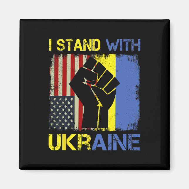 Stöd Ukraina Jag Står Med Ukraina Ukrainsk Flagga Magnet (Framsidan)