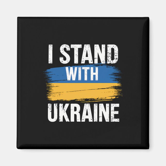 Stöd Ukraina Jag Står Med Ukraina Ukrainsk Flagga Magnet (Framsidan)