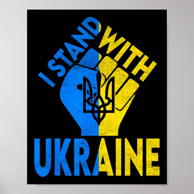 Stöd Ukraina Jag Står Med Ukraina Ukrainsk Flagga Poster (Framsidan)