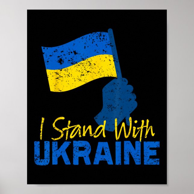 Stöd Ukraina Jag Står Med Ukraina Ukrainsk Flagga Poster (Framsidan)