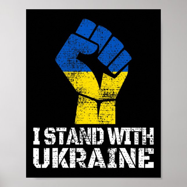 Stöd Ukraina Jag Står Med Ukraina Ukrainsk Flagga Poster (Framsidan)