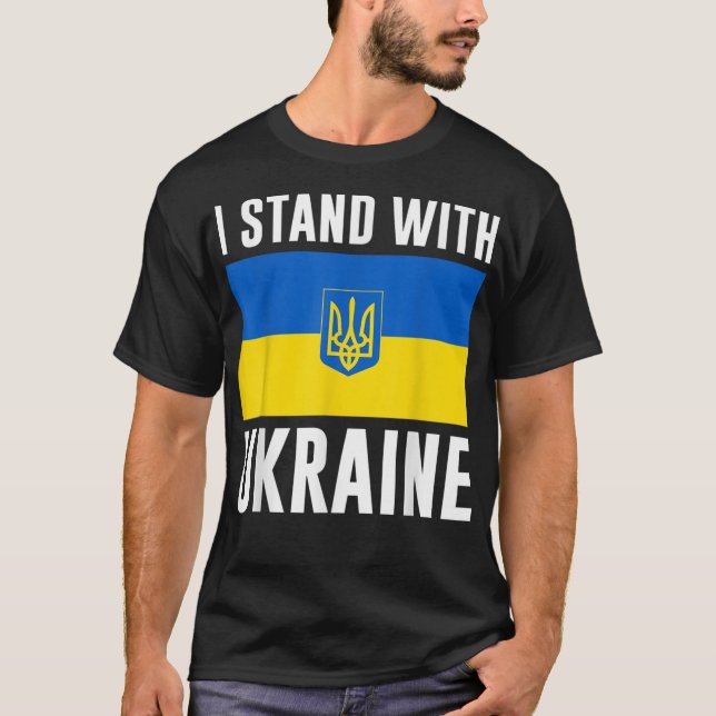 Stöd Ukraina Jag Står Med Ukrainas Flagga T Shirt (Framsida)