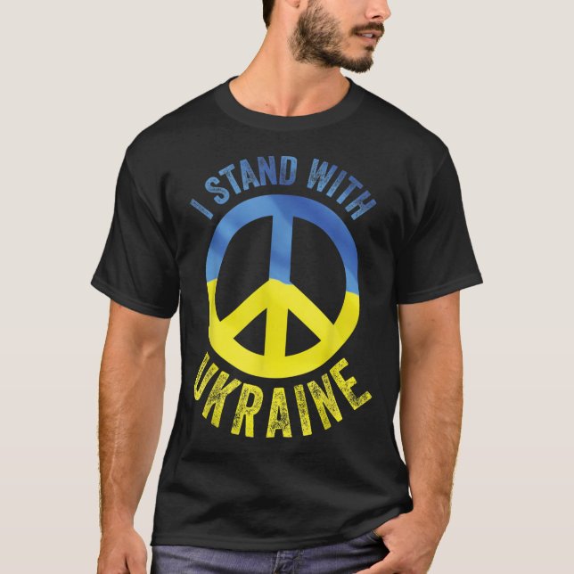 Stöd Ukraina Jag Står Med Ukrainas Flagga T Shirt (Framsida)