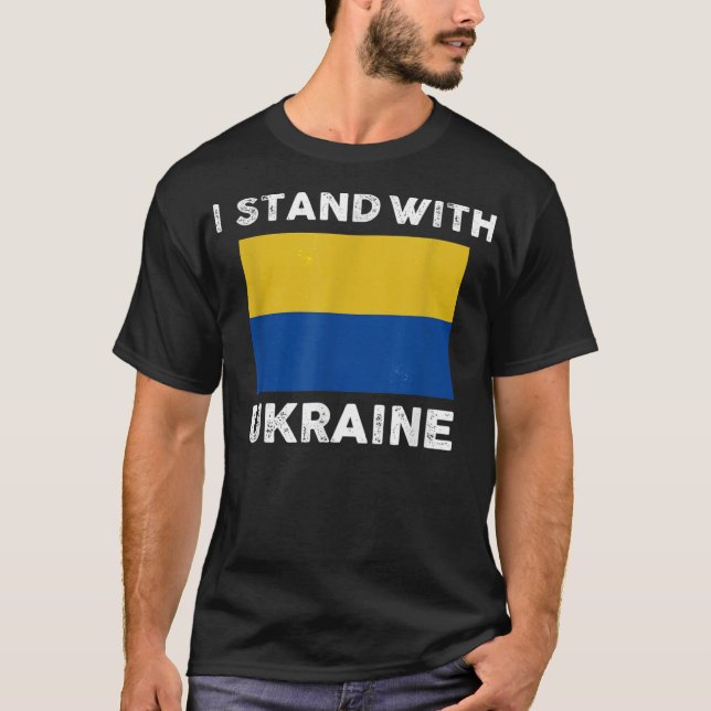 Stöd Ukraina Jag Står Med Ukrainas Flagga T Shirt (Framsida)