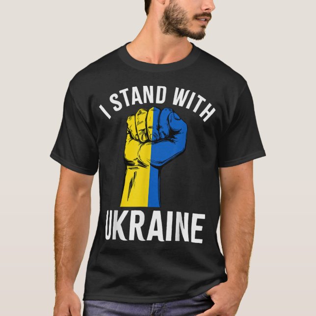 Stöd Ukraina Jag Står Med Ukrainas Flagga T Shirt (Framsida)