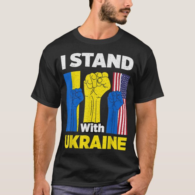 Stöd Ukraina Jag Står Med Ukrainas Flagga T Shirt (Framsida)