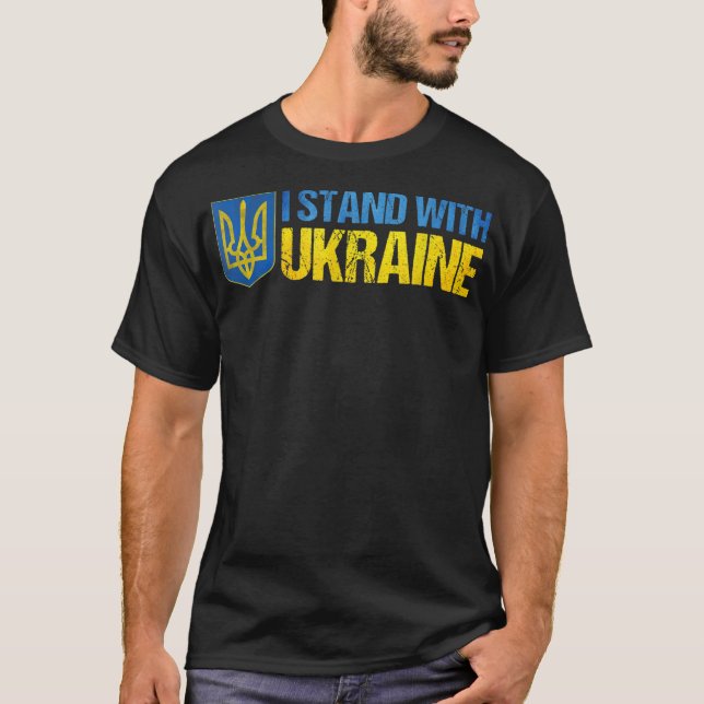 Stöd Ukraina Jag Står Med Ukrainas Flagga T Shirt (Framsida)