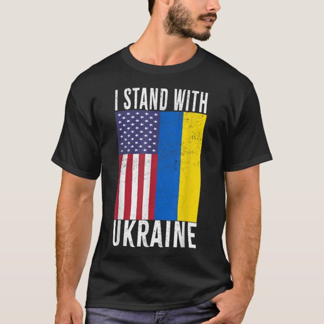 Stöd Ukraina Jag Står Med Ukrainas Flagga T Shirt (Framsida)