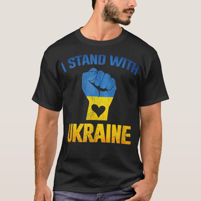 Stöd Ukraina Jag Står Med Ukrainas Flagga T Shirt (Framsida)