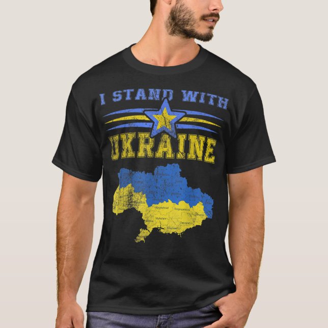 Stöd Ukraina Jag Står Med Ukrainas Flagga T Shirt (Framsida)