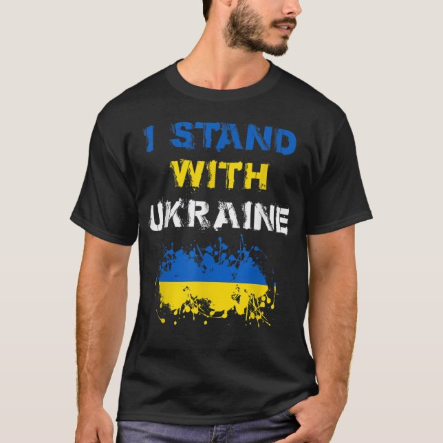 Stöd Ukraina Jag Står Med Ukrainas Flagga T Shirt (Framsida)